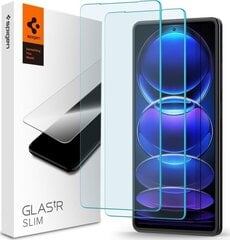 Kaitseklaas Spigen Glas.TR Slim 2-Pack Xiaomi Redmi Note 12 Pro 5G / 12 Pro Plus 5G / Poco X5 Pro 5G hind ja info | Ekraani kaitsekiled | kaup24.ee