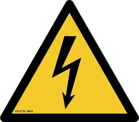 Hoiatusmärk: Elektrioht, W012 hind ja info | Infosildid | kaup24.ee