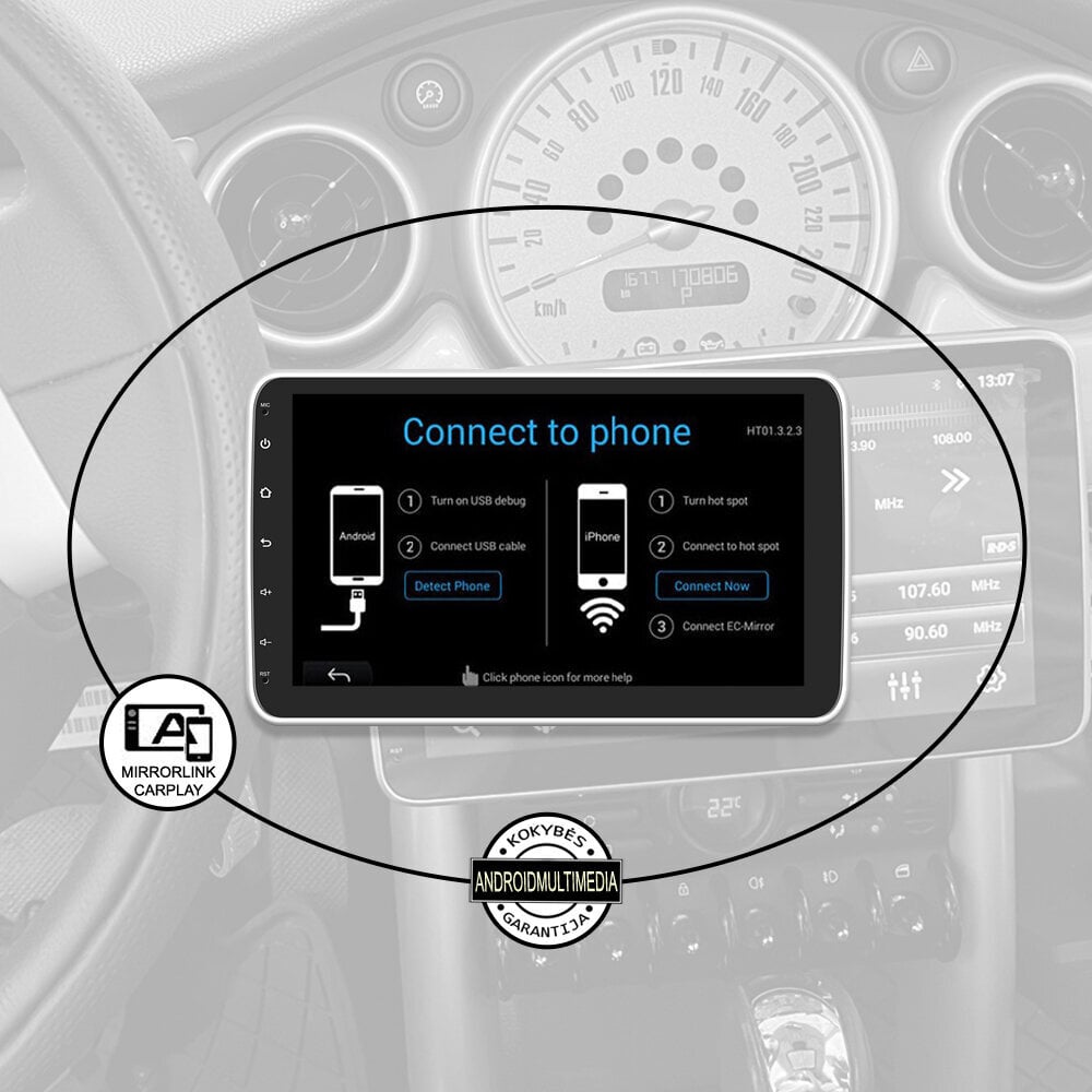 1 DIN Androidi multimeedia koos pöörleva ekraaniga цена и информация | Autoraadiod, multimeedia | kaup24.ee