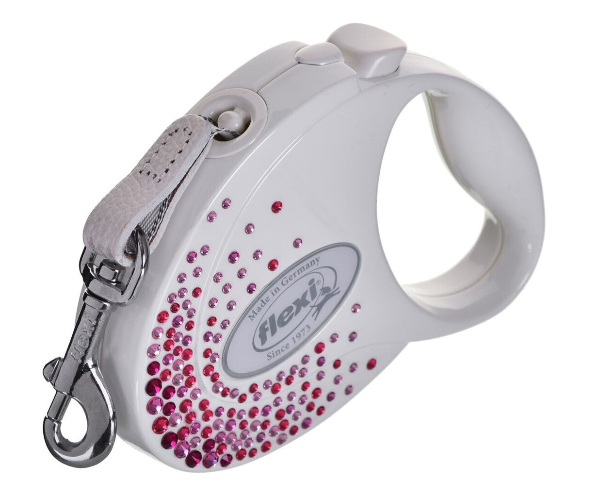 FLEXI Glam Splash Pink Swarovski kristallidega M - Koer Sissetõmmatav plii - 5 m - valge hind ja info | Koerte jalutusrihmad | kaup24.ee