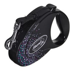 FLEXI Glam Splash Mystic с кристаллами Swarovski S - Поводок собачий выдвижной - 3 м - черный цена и информация | Поводки для собак | kaup24.ee