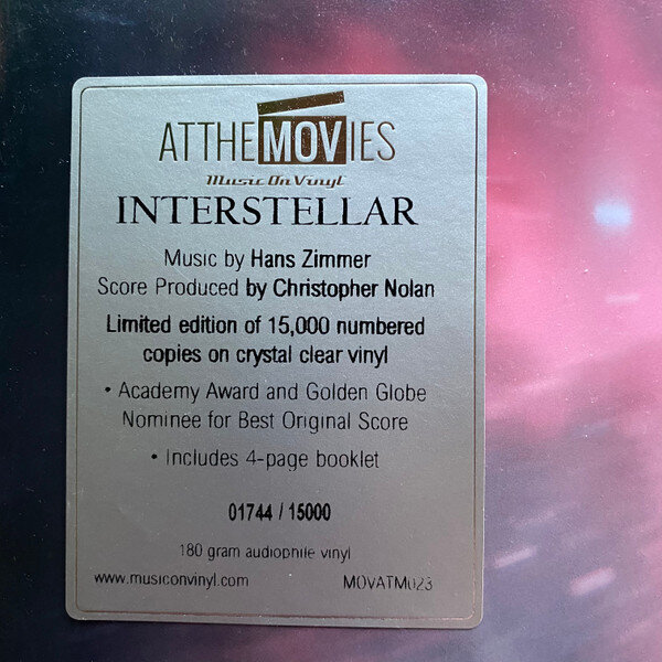 Hans Zimmer - Interstellar Soundtrack (Vinyle Clear Crystal Edition Limitée  Numérotée)