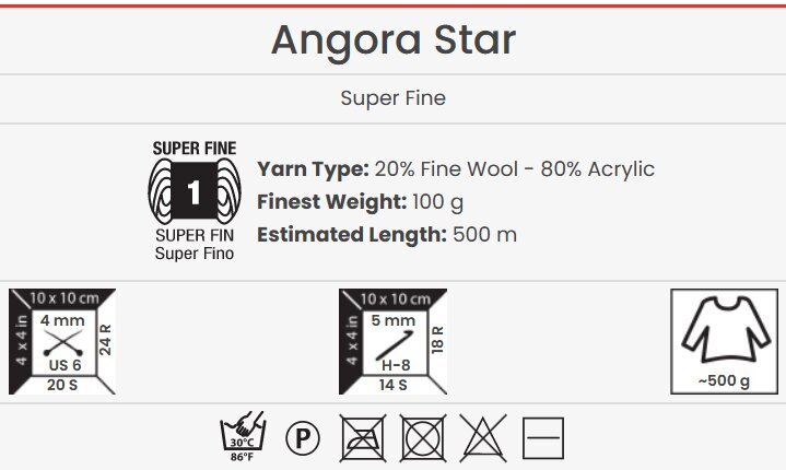 Kudumislõng YarnArt Angora Star 100 g, värvus 3006 цена и информация | Kudumistarvikud | kaup24.ee