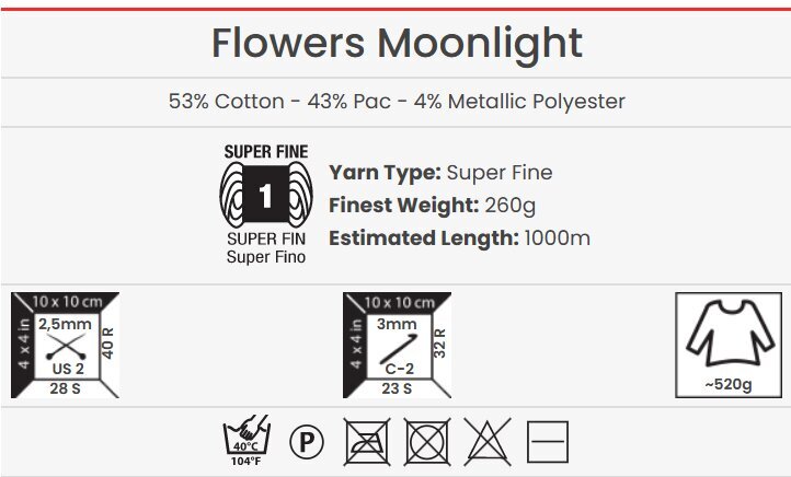 Kudumislõng YarnArt Flowers Moonlight 260g, värvus 3260 hind ja info | Kudumistarvikud | kaup24.ee