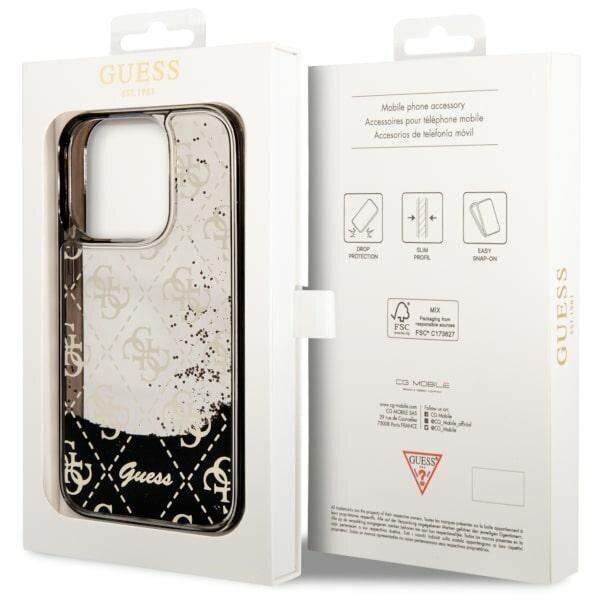 Guess GUHCP14LLC4PSGK iPhone 14 Pro 6.1" czarny|black hardcase Liquid Glitter 4G Transculent цена и информация | Telefoni kaaned, ümbrised | kaup24.ee