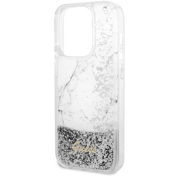 Guess GUHCP14LLCSGSGH iPhone 14 Pro 6.1" biały|white hardcase Liquid Glitter Marble цена и информация | Telefoni kaaned, ümbrised | kaup24.ee