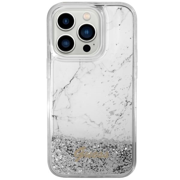Guess GUHCP14LLCSGSGH iPhone 14 Pro 6.1" biały|white hardcase Liquid Glitter Marble hind ja info | Telefoni kaaned, ümbrised | kaup24.ee