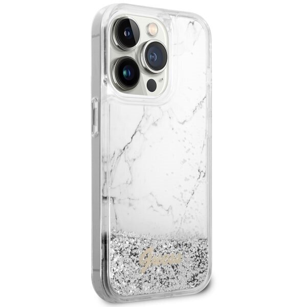 Guess GUHCP14XLCSGSGH iPhone 14 Pro Max 6.7" biały|white hardcase Liquid Glitter Marble hind ja info | Telefoni kaaned, ümbrised | kaup24.ee