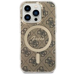 Чехол Guess GUHMP14LH4STW для iPhone 14 Pro 6.1" hardcase 4G MagSafe, коричневый цена и информация | Чехлы для телефонов | kaup24.ee