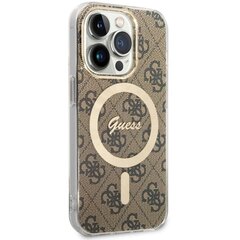 Чехол Guess GUHMP14LH4STW для iPhone 14 Pro 6.1" hardcase 4G MagSafe, коричневый цена и информация | Чехлы для телефонов | kaup24.ee