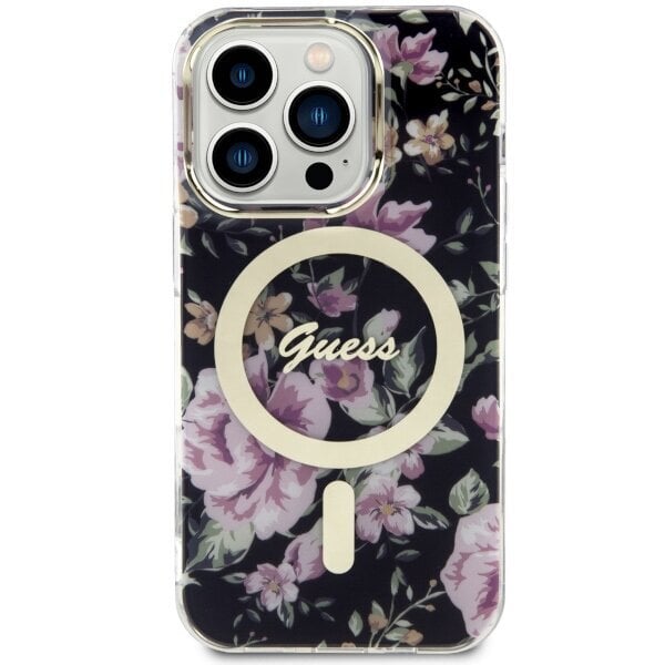 Guess GUHMP14LHCFWSK iPhone 14 Pro 6.1" czarny|black hardcase Flower MagSafe hind ja info | Telefoni kaaned, ümbrised | kaup24.ee