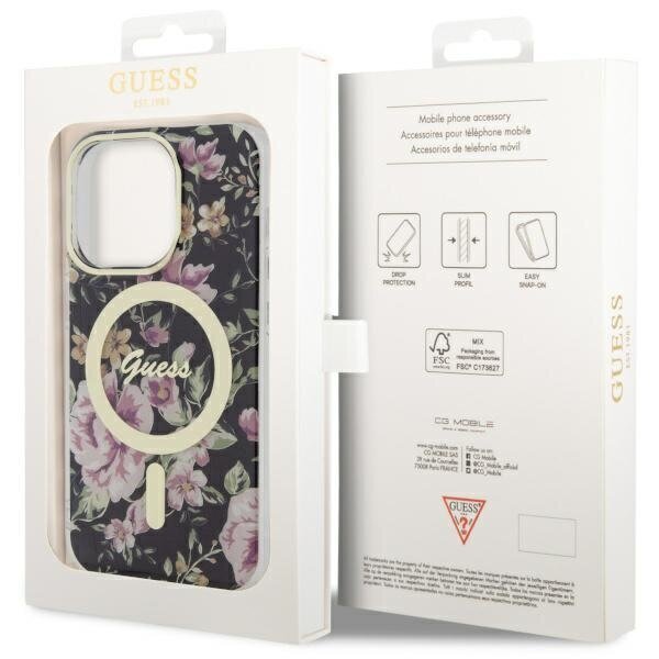 Guess GUHMP14LHCFWSK iPhone 14 Pro 6.1" czarny|black hardcase Flower MagSafe цена и информация | Telefoni kaaned, ümbrised | kaup24.ee