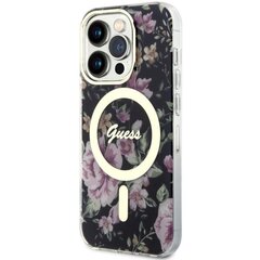 Чехол Guess GUHMP14LHCFWSK для iPhone 14 Pro 6.1" hardcase Flower MagSafe, черный цена и информация | Чехлы для телефонов | kaup24.ee