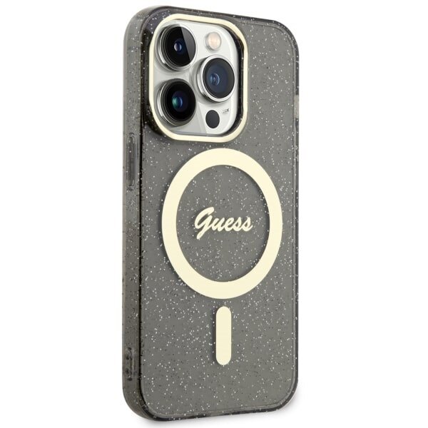 Guess GUHMP14LHCMCGK iPhone 14 Pro 6.1" czarny|black hardcase Glitter Gold MagSafe hind ja info | Telefoni kaaned, ümbrised | kaup24.ee