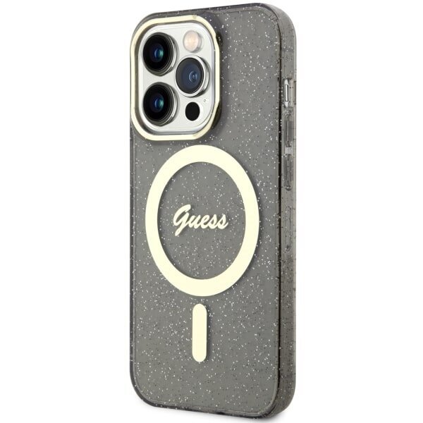 Guess GUHMP14LHCMCGK iPhone 14 Pro 6.1" czarny|black hardcase Glitter Gold MagSafe hind ja info | Telefoni kaaned, ümbrised | kaup24.ee