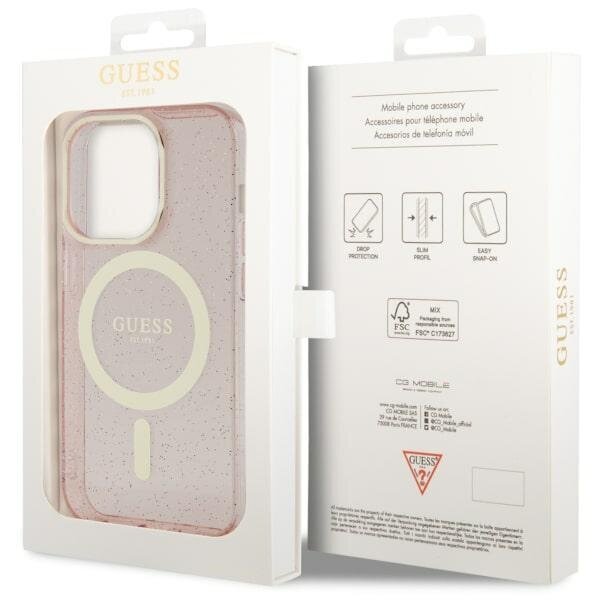 Guess GUHMP14LHCMCGP iPhone 14 Pro 6.1" różowy|pink hardcase Glitter Gold MagSafe hind ja info | Telefoni kaaned, ümbrised | kaup24.ee