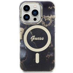 Чехол Guess GUHMP14LHTMRSK для iPhone 14 Pro 6.1" hardcase Golden Marble MagSafe, черный цена и информация | Чехлы для телефонов | kaup24.ee