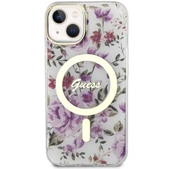 Чехол Guess GUHMP14MHCFWST для iPhone 14 Plus 6.7" transparent hardcase Flower MagSafe, белый цена и информация | Чехлы для телефонов | kaup24.ee