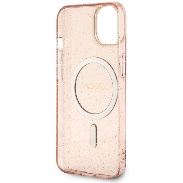 Guess GUHMP14MHCMCGP iPhone 14 Plus 6.7" różowy|pink hardcase Glitter Gold MagSafe цена и информация | Telefoni kaaned, ümbrised | kaup24.ee