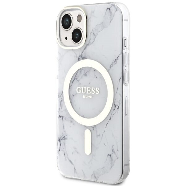 Guess GUHMP14MPCUMAH iPhone 14 Plus 6.7" biały|white hardcase Marble MagSafe цена и информация | Telefoni kaaned, ümbrised | kaup24.ee