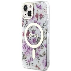 Чехол Guess GUHMP14SHCFWST для iPhone 14 6.1" transparent hardcase Flower MagSafe, белый цена и информация | Чехлы для телефонов | kaup24.ee