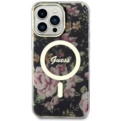 Guess GUHMP14XHCFWSK iPhone 14 Pro Max 6.7" czarny|black hardcase Flower MagSafe цена и информация | Чехлы для телефонов | kaup24.ee