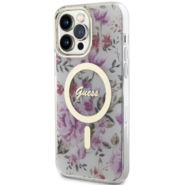 Guess GUHMP14XHCFWST iPhone 14 Pro Max 6.7" transparent hardcase Flower MagSafe цена и информация | Telefoni kaaned, ümbrised | kaup24.ee