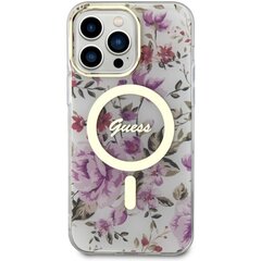 Чехол Guess GUHMP14XHCFWST для iPhone 14 Pro Max 6.7" transparent hardcase Flower MagSafe, белый цена и информация | Чехлы для телефонов | kaup24.ee