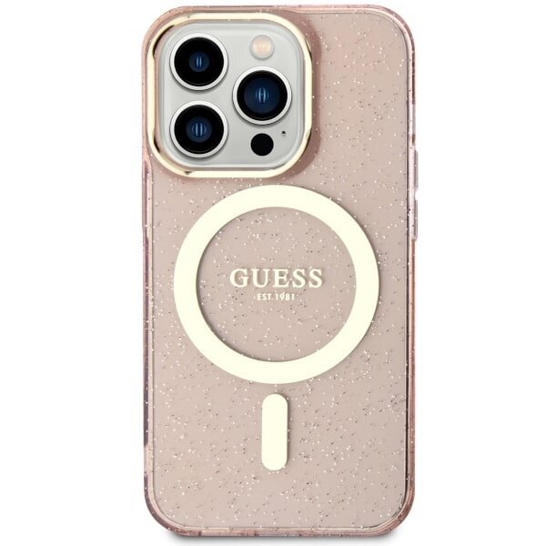 Guess GUHMP14XHCMCGP iPhone 14 Pro Max 6.7" różowy|pink hardcase Glitter Gold MagSafe цена и информация | Telefoni kaaned, ümbrised | kaup24.ee