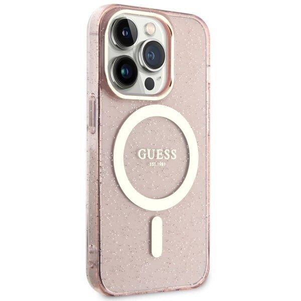 Guess GUHMP14XHCMCGP iPhone 14 Pro Max 6.7" różowy|pink hardcase Glitter Gold MagSafe hind ja info | Telefoni kaaned, ümbrised | kaup24.ee