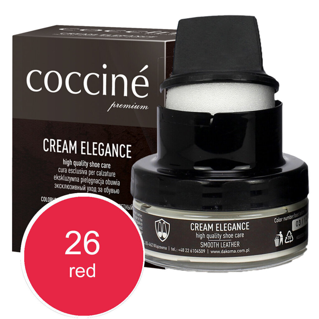 Punane kreem käsnaga siledale nahale - Coccine Cream Elegance, 50 ml цена и информация | Rõivaste ja jalatsite hooldus | kaup24.ee