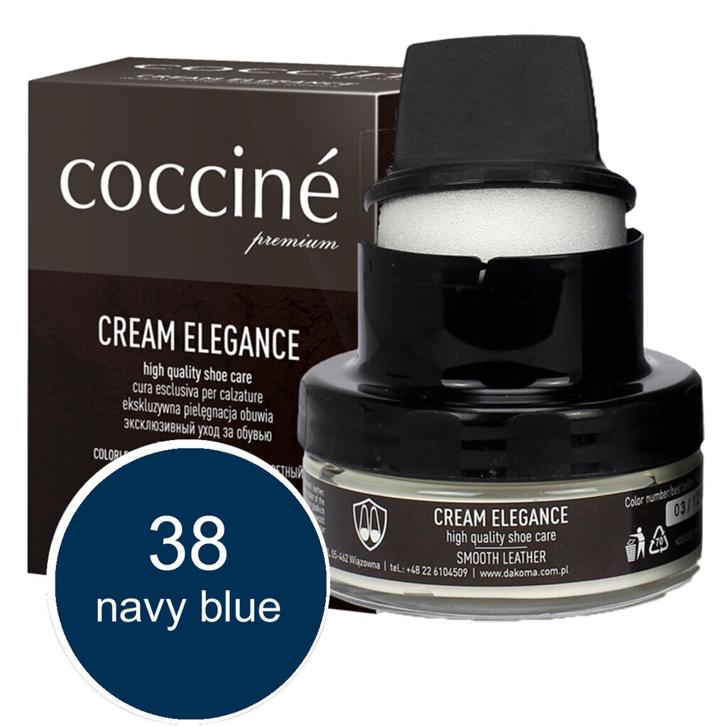 Tumesinine kreem käsnaga siledale nahale - Coccine Cream Elegance, 50 ml цена и информация | Rõivaste ja jalatsite hooldus | kaup24.ee