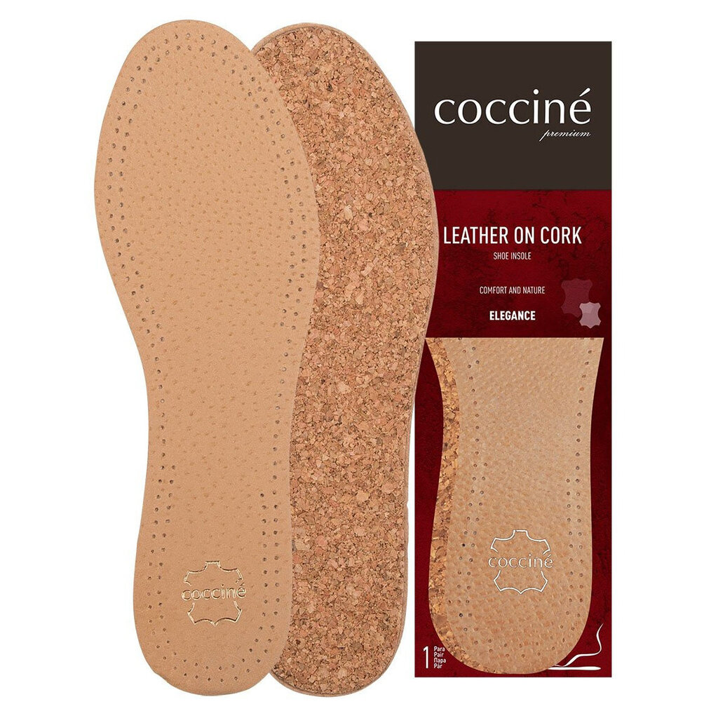 Naturaalsest nahast sisetallad korgist aluspõhjaga - Coccine Leather On Cork (1 paar) цена и информация | Rõivaste ja jalatsite hooldus | kaup24.ee