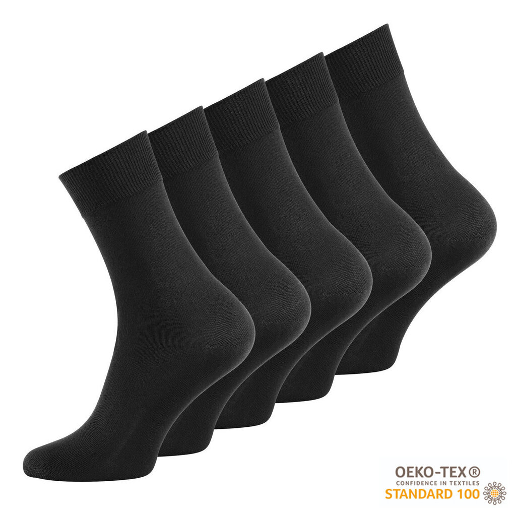 100% Puuvillased mustad sokid VCA Textil® (5 paari) hind ja info | Meeste sokid | kaup24.ee