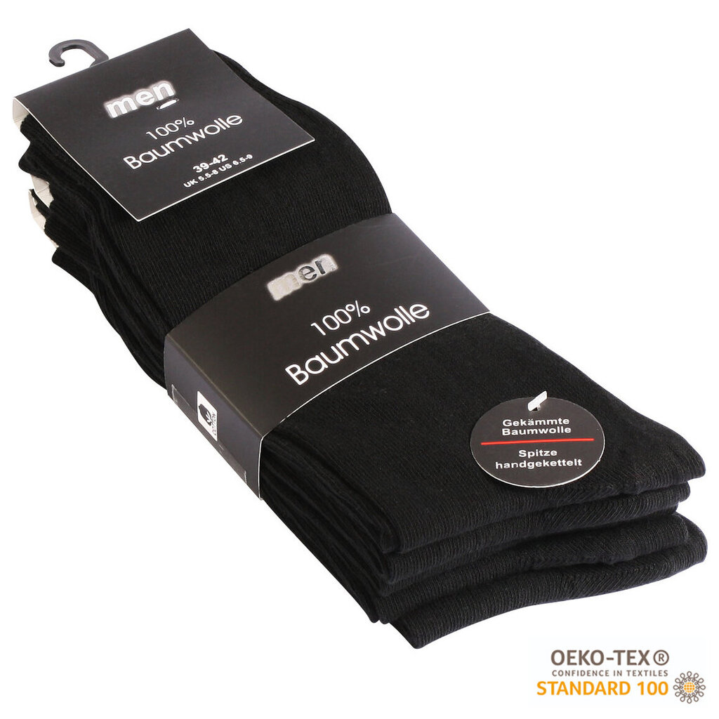 100% Puuvillased mustad sokid VCA Textil® (5 paari) hind ja info | Meeste sokid | kaup24.ee