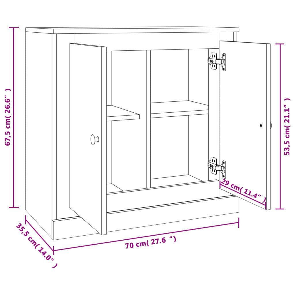 vidaXL kummut, betoonhall, 70 x 35,5 x 67,5 cm, tehispuit hind ja info | Elutoa väikesed kapid | kaup24.ee