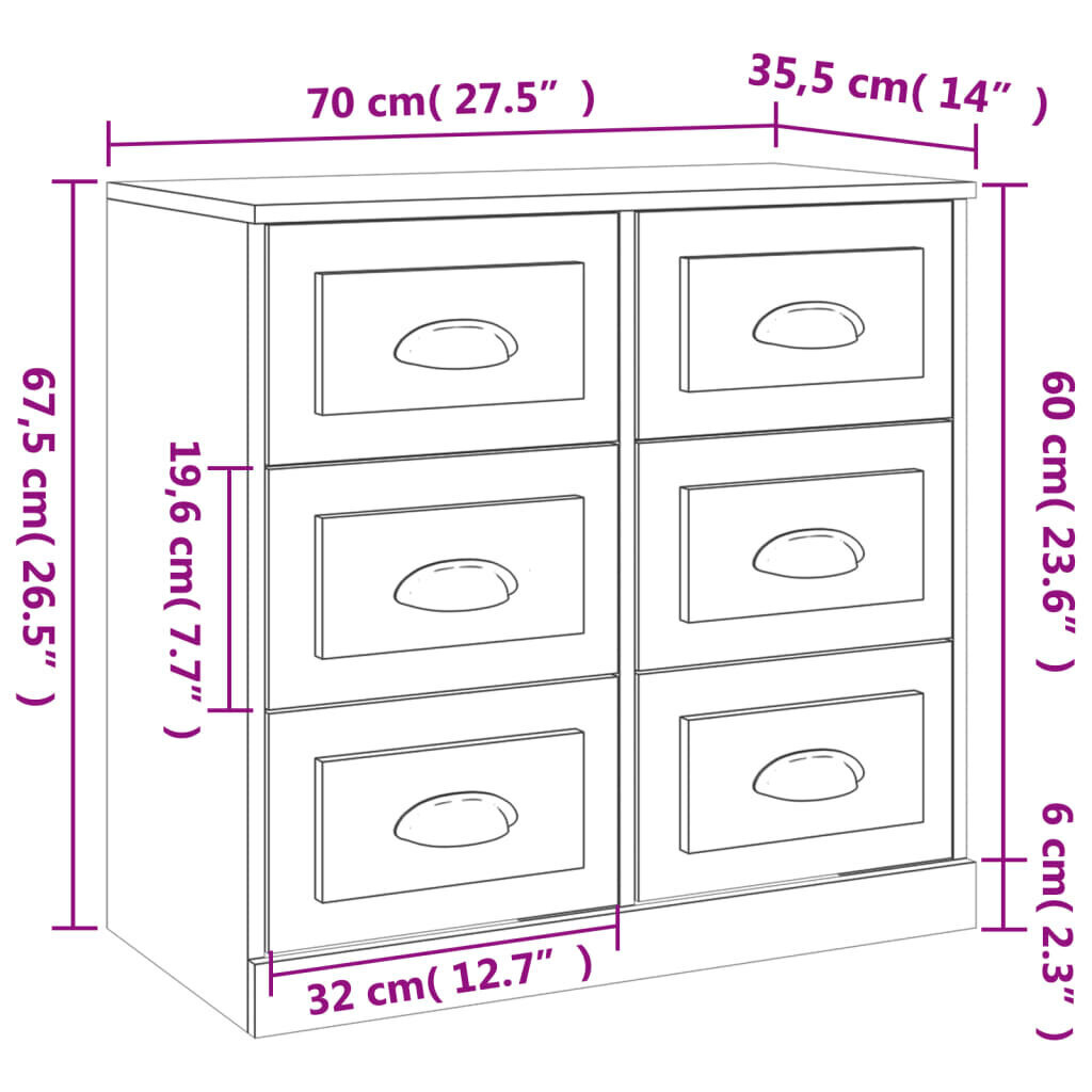 vidaXL puhvetkapp, kõrgläikega valge, 70 x 35,5 x 67,5 cm, tehispuit hind ja info | Elutoa väikesed kapid | kaup24.ee