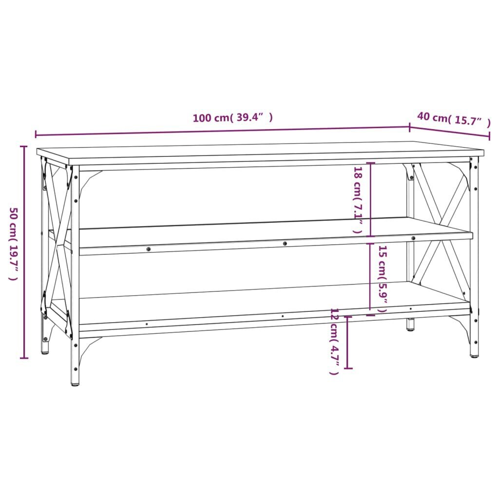 vidaXL tv-alus, suitsutatud tamm, 100x40x50 cm, tehispuit hind ja info | TV alused | kaup24.ee