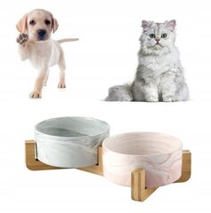 Kahekordne keraamiline koera/kassi kauss alusel hind ja info | Toidukausid loomadele | kaup24.ee