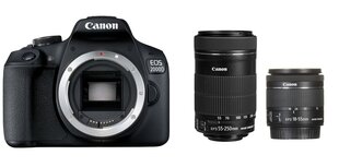 Canon EOS 2000D + EF-S 18 - 55 мм IS STM + EF-S 55 - 250 мм IS STM цена и информация | Цифровые фотоаппараты | kaup24.ee