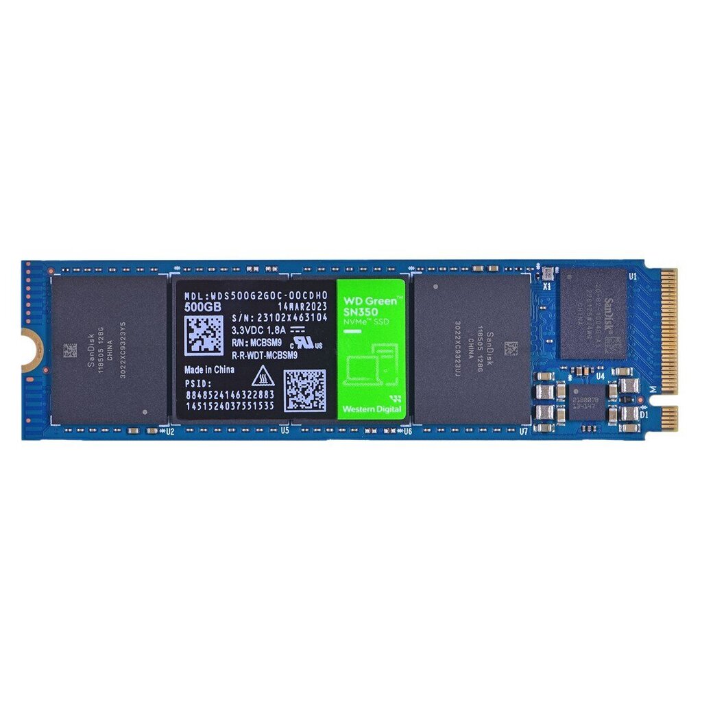 WD Green SN350 500GB M.2 2280 hind ja info | Sisemised kõvakettad (HDD, SSD, Hybrid) | kaup24.ee