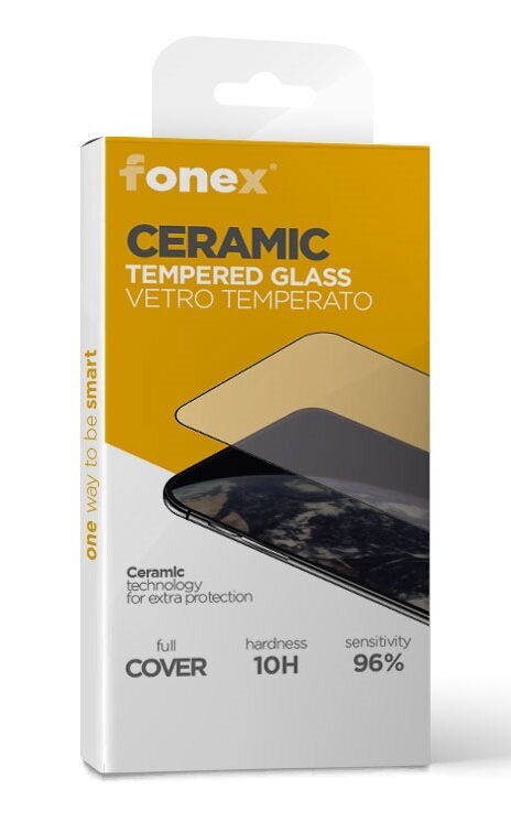 Kaitseklaas Fonex 3D Ceramic - 10H, iPhone 14 / 13 / 13 PRO, musta äärega hind ja info | Ekraani kaitsekiled | kaup24.ee