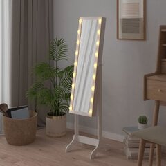 vidaXL põrandapeegel LED-tuledega, valge, 34 x 37 x 146 cm цена и информация | Подвесные зеркала | kaup24.ee