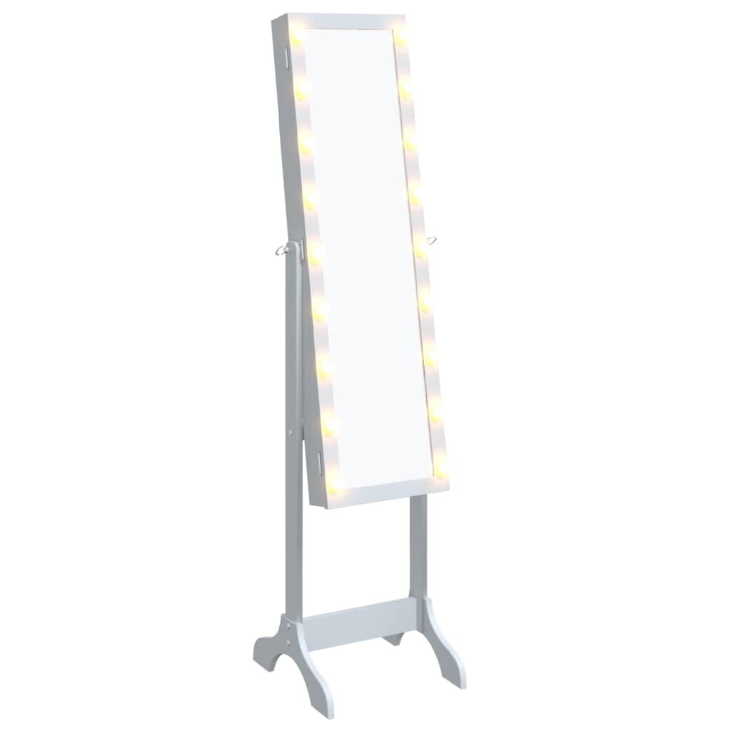 vidaXL põrandapeegel LED-tuledega, valge, 34 x 37 x 146 cm hind ja info | Peeglid | kaup24.ee