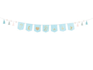 Баннер "Oh baby" с помпонами, 2,5 м, голубой цена и информация | Праздничные декорации | kaup24.ee