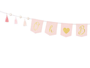 Баннер "Oh Baby" с помпонами, 2,5 м, розовый цена и информация | Праздничные декорации | kaup24.ee