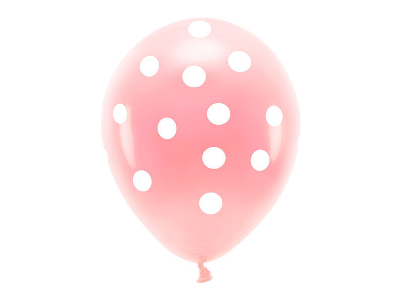 Pastelsed ökoloogilised õhupallid 33 cm, täppidega, hele roosa, 6 tk hind ja info | Õhupallid | kaup24.ee