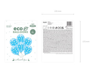 Пастельные экологические шары 33 см, с точками, голубые, 6 шт цена и информация | Шарики | kaup24.ee