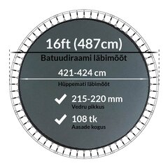 Batuudi hüppematt Active24 16ft, 487cm, 16-108/215 hind ja info | Batuudid ja batuudi varuosad | kaup24.ee