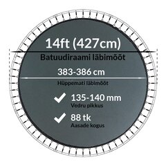 Batuudi hüppematt Active24 14ft, 427cm, 14-88/138 цена и информация | Батуты | kaup24.ee